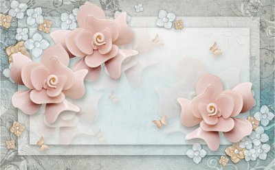 фотообои Розовые трехмерные розы
