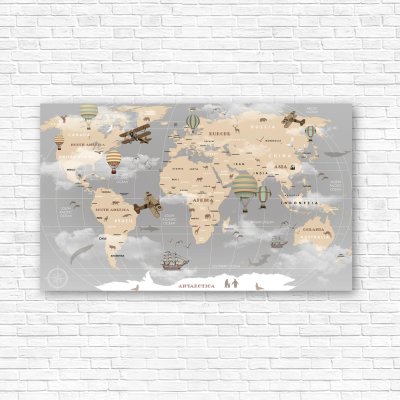 модульные картины Винтажная карта мира