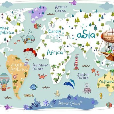 фотообои Карта мира в мятной гамме